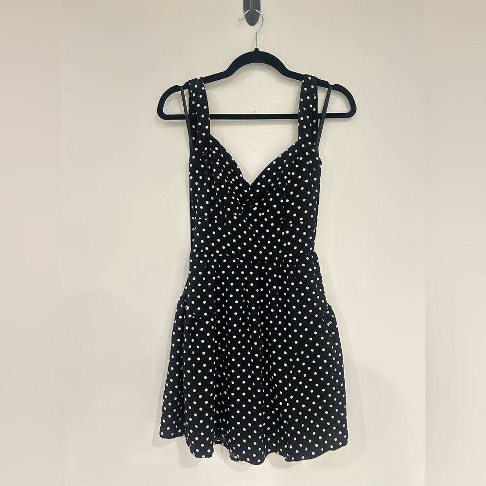 Trixxi Black Dress with White Polka Dots
